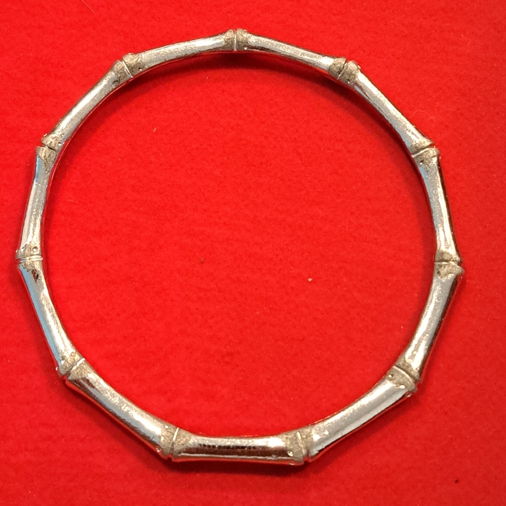 Vintage Trifari Silver Bamboo Bangle
